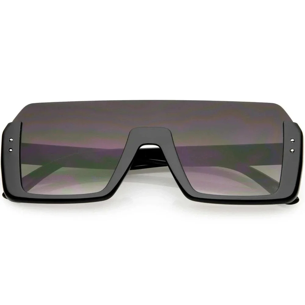Shield Sunglasses Men's Fashion Visor Sunglasses Oversized Flat Top Trendy Gafas